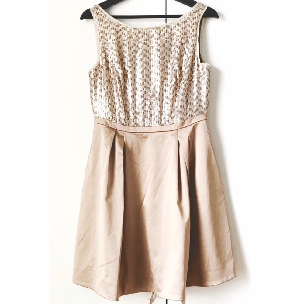 The Limited Cream Sleeveless Sequin A-Line Dress